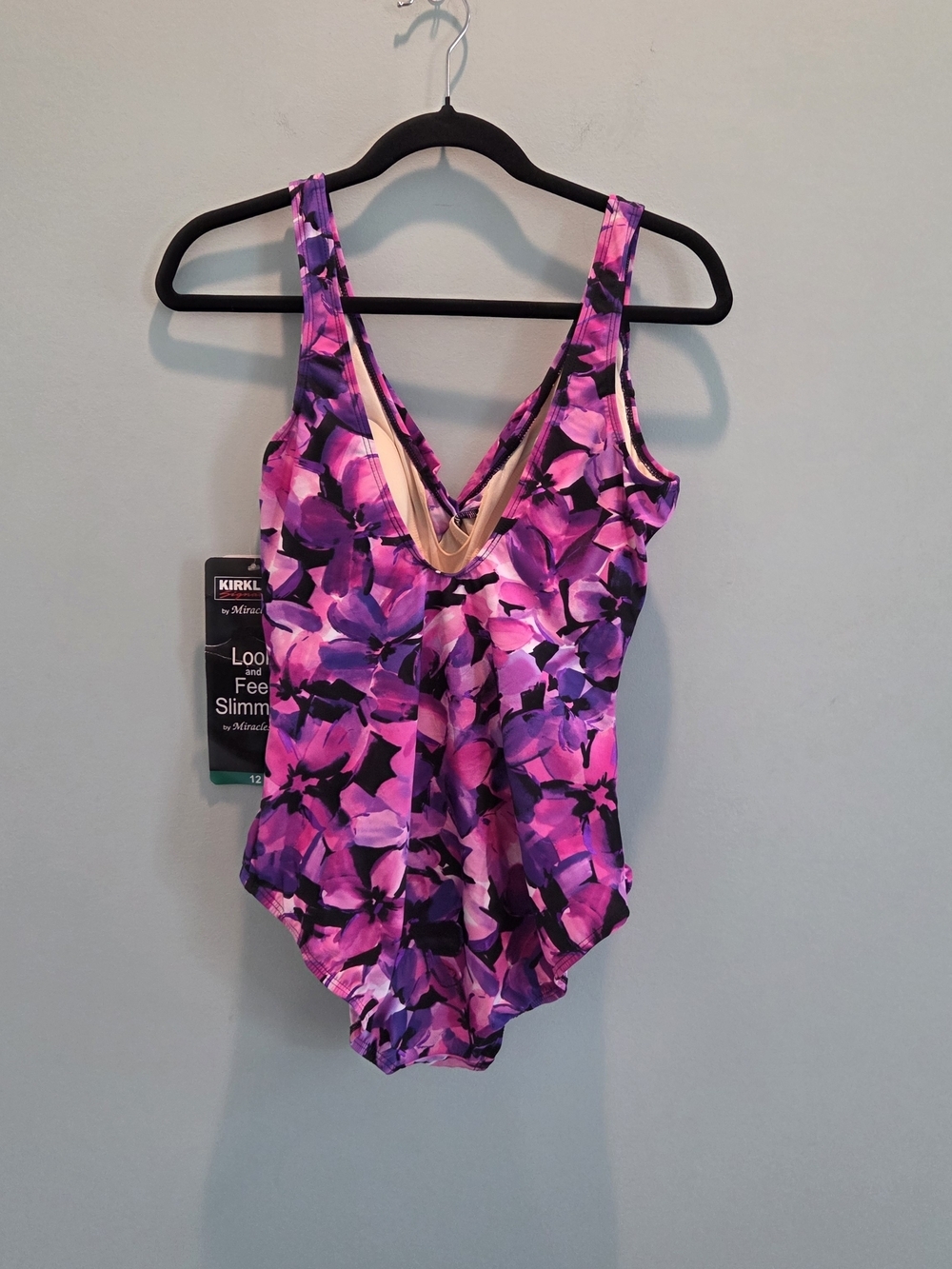 Kirkland Signature Miraclesuit Purple Floral Swimsuit 12 NWT - Picture 5 of 8